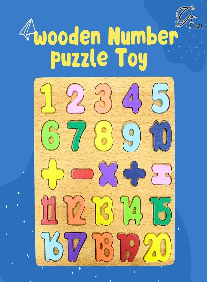 G.FIDEL ألغاز الأرقام الخشبية من جي. فيديل للأطفال | من 1 إلى 20 ولوحة ألغاز الدوال الرياضية للأطفال الصغار | ألعاب تعليمية (ألغاز الأرقام) - Image 2